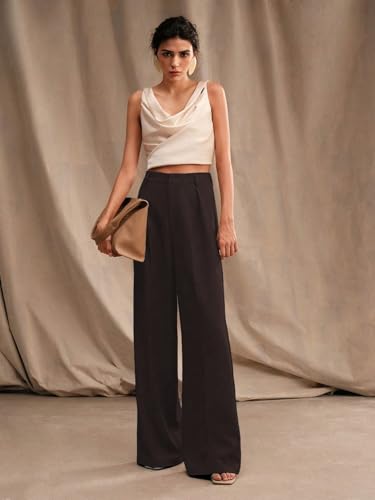 Image of GRECIILOOKS Women High Rise High Waist Trousers Flared Korean Style Formal Pants|Elegant Workwear for Office, College & Events
