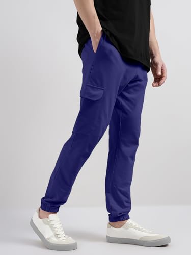 Image of Veirdo 100% Pure Cotton Regular Fit Mid Rise Trackpants with Side Pocket for Men & Boys