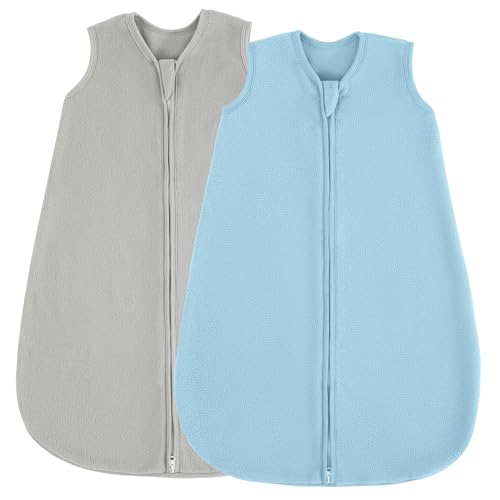 Image of JELLYMONI Fleece Baby Sleep Sack 0-6 Months, 2 Pack 1.5 TOG Baby Wearable Blanket Winter Infant Sleep Sack with 2-Way Zipper, Warm Toddler Sleep Sack