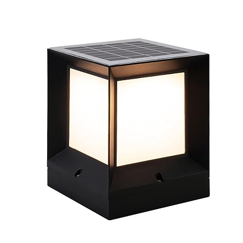 Luces Exteriores para Postes Lámpara De Sobremuro Exteriores, LED Solares Farolas Jardin, Luz De Pedestal Negra Luz De Trayectoria con Mando A Distancia Regulable para Patio Uso En Exteriores (Size :