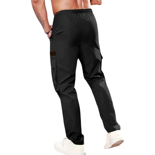 Stretch Cargo Pants Men Lightweight Quick Dry Hiking Work Pants Relaxed Fit Elastic Waist Joggers with Zipper Pockets4