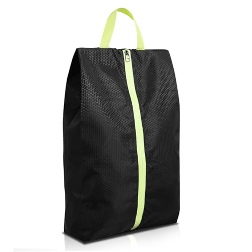 Smell Proof Shoe Bag, Absorbing Lightweight Track Shoe Organizer for Travel, Waterproof Travel Shoe Organizer, Smell-Proof Storage with Active Carbon Fabric (for Golf, Tennis, Spikes) (Black, 1 Pc)