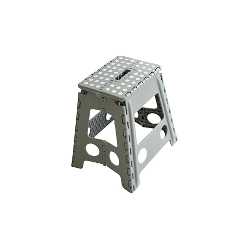 Bis 150 KG, Höhe 40 cm, Tritthocker Klappbar, Klappstuhl, Klapphocker, Falthocker, Faltbarer Hocker, Kinder, Fußhocker (Grau)