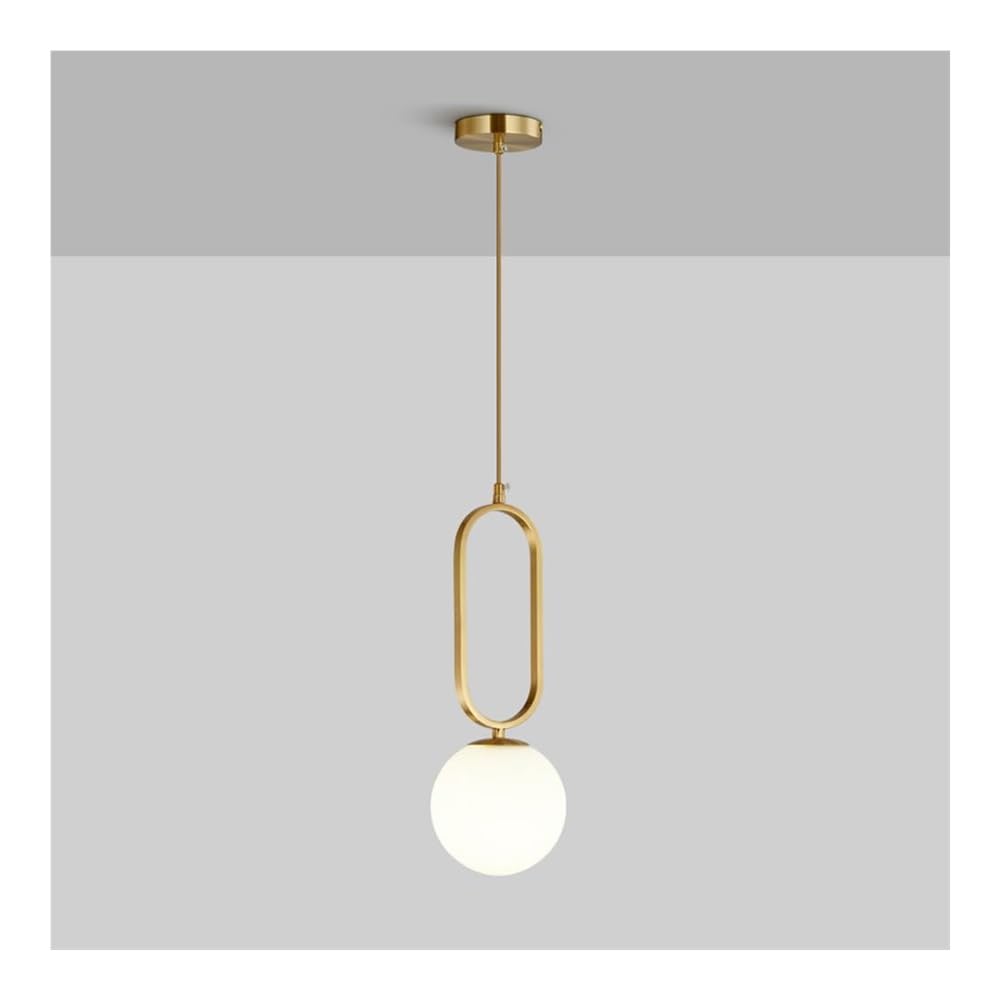 KLXSIVU Simple Spherical Glass All Copper Chandelier E14 Bedside Compatible with Bedroom, Bedside, Bar, Restaurant Decoration Ceiling Hanging Lamp. HOM,Dark