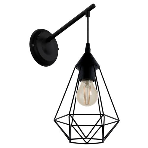 EGLO Wandlampe Tarbes, 1 flammige Vintage Wandleuchte im Retro Look, Material: Stahl, Farbe: Schwarz, Fassung: E27 EGLO Wandlampe Tarbes, 1 flammige Vintage Wandleuchte im Retro Look, Material: Stahl, Farbe: Schwarz, Fassung: E27