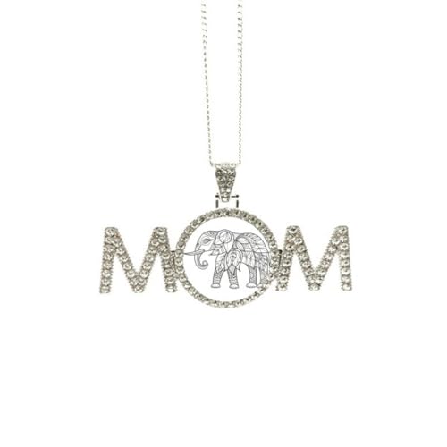 Collier éléphant fête des mères : pendentif maman, grand-mère et initiale M