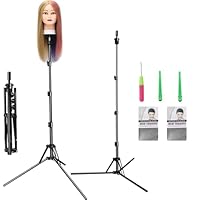 XINMEIFA Training Head Stand, Upgrade Foldable Wig Stand Tripod for Cosmetology Hairdressing Mannequin Head Stand, Metal Adjustable Wig Head Stand