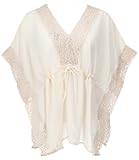 Weite, seitlich offene Kaftanbluse mit hübscher Spitzenbordüre