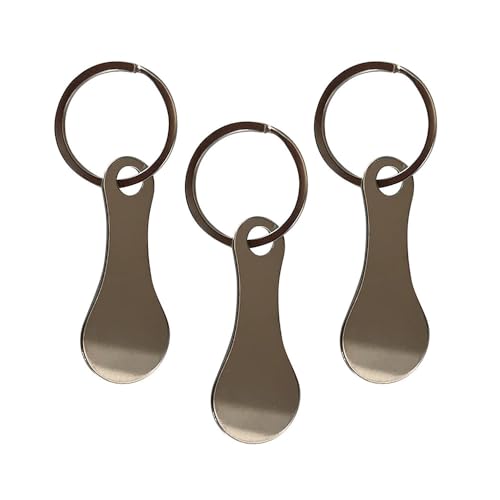 Jeton Caddie,3 PCS Universel Puce pour Caddie Clés pour Caddie en Acier Inoxydable Clé en Forme Jeton pour Les Caddies Porte Clés pour Chariot de Courses