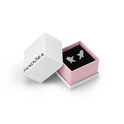 Pandora Moments Women's Sterling Silver Sparkling Asymmetrical Stars Stud Earrings, With Gift Box