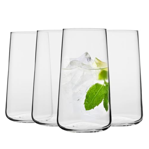 Krosno Water Glasses, Set of 4, Capacity 20 fl oz, Infinity Collection, Thin Highball Glasses,Clear Tall Glass Cups For Water, Juice, Drinks, and Cocktails, Dishwasher Safe, Made in Europe