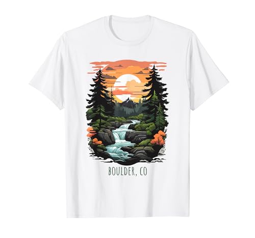 Estilo vintage de montaña retro de Boulder Colorado USA Camiseta
