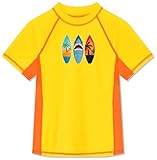 BesserBay UV Shirt Kinder Kurzarm UPF 50+ Rundhals UV Badebekleidung Junge Strandmode Leicht Rashguard Gelb Orange 110