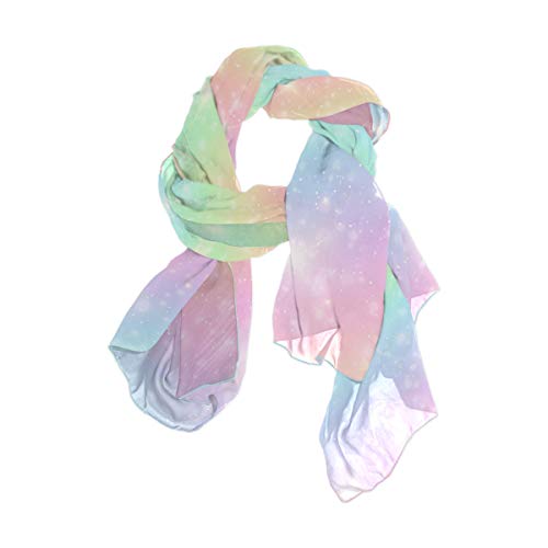 Vikko Rainbow Pastel Clouds And Sky Silk Like Scarf Long Lightwei...