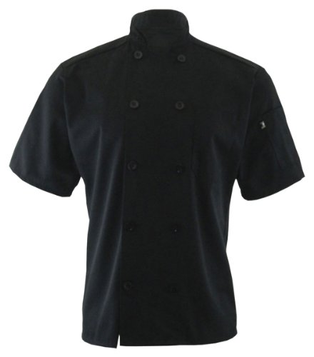 Edwards Garment 10 Button Short Sleeve Chef Coat, Black, XL
