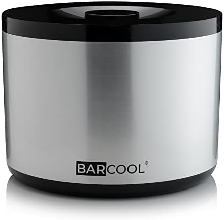 Barcool Ice Bucket with Lid and Ice Tongs | 10 Litre | Round & Double Walled Insulation | Perfect for Home Bars, Pubs, Restaurants, BBQs and Picnics (Silver)