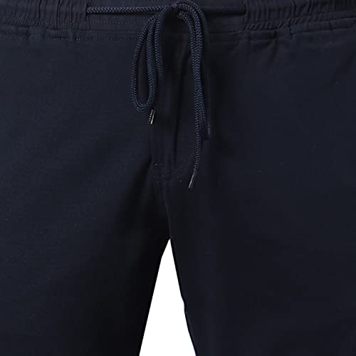Image of Hubberholme Men's Tapered Fit Cotton Trousers, Ankle Length Elastic & Drawstring Waist Chinos