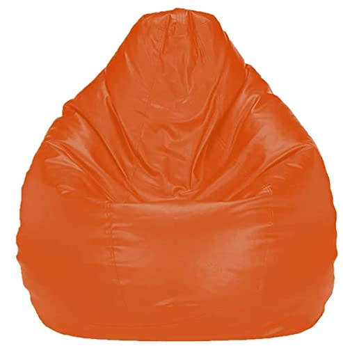 Image of Casa Copenhagen Premium Leather Bean Bag Chair, Filled with Beans | Capacity: Upto 7 Ft Height, 200 KG Weight | 4XL | Pomo Orange