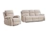 Vente-unique - Canapé 3 Places et Fauteuil Relax électrique massant en Tissu Chenille Beige KOCENI