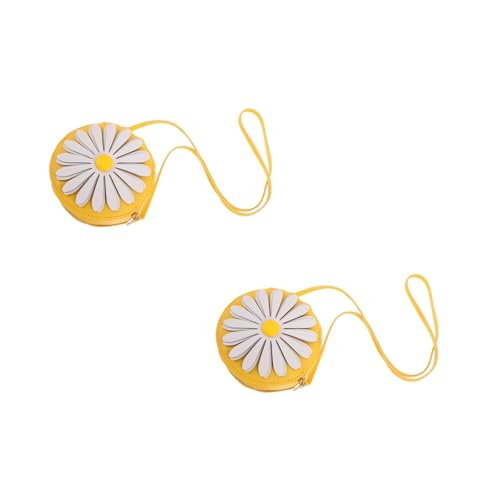 LUOZZY 2pcs Adorable Daisy Pu Lightweight Crossbody Purse Wallet for Little Girls Kids Everyday Use Yellow4