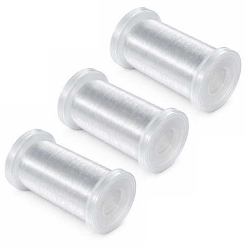 Aphumedc 3Pcs Clear Invisible Nylon Sewing Thread Monofilament 200M Thickness 0.15mm Clear Serger Thread for Beading Sewing Quilting Hanging Decorations DIY Handmade