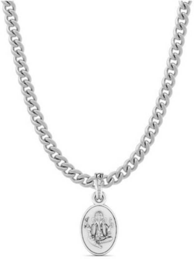 Pendentif Ganesh en argent sterling 925 ciselé avec sa chaîne gourmette
