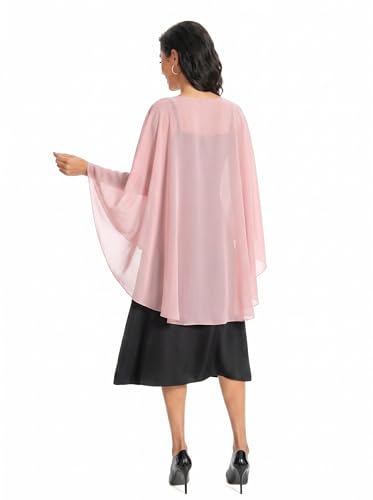 Image of Baoqiya Chiffon Capes Sheer Capelets Long Cape Poncho For Women Plus Size