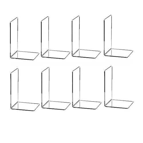 Mshsiw 8 個のブックエンド本棚透明 L 字型ブックエンド絵本アルバムコンパートメントボード収納ブッククリップ