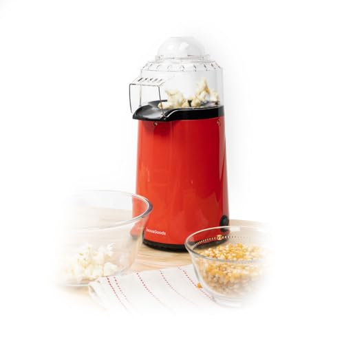 InnovaGoods® Palomitera, Maquina de palomitas funciona con aire, cocina rápida sin grasas (2-3 min), temperatura aprox 200 ºC +/- 20 ºC. Incluye tapa multiuso, recipiente medidor.