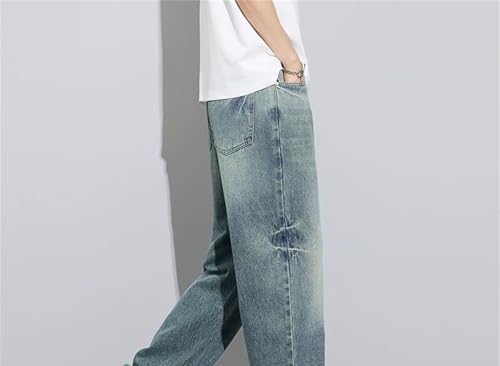 Mens Jeans Spring Summer Straight Leg Loose Vintage Soft Denim Pants Casual Comfortable Trousers4