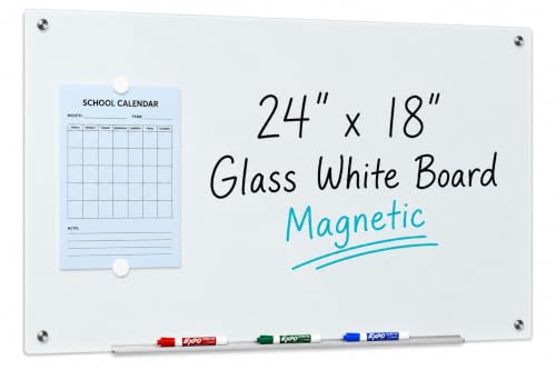 Audio-Visual Direct Magnetic Glass Whiteboard, 24" x 18", White