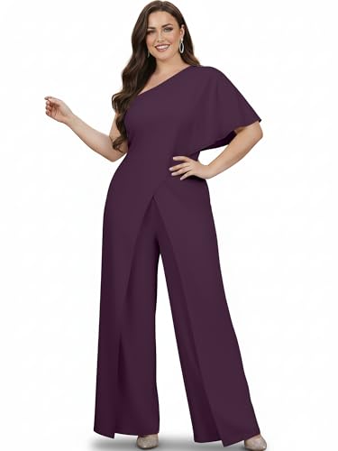 Image of KOH KOH Womens 2026 One Off Shoulder Asymmetric Long Pant Jumpsuit Romper