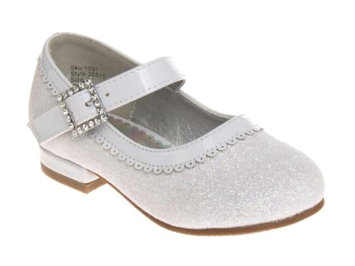 Image of Josmo Girls Low Heel Dress Pumps Crystal Strap Formal Wedding Sandals Flower Girl Shoes for Toddler /Little Kid /Big Kid