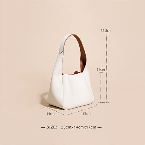 Image of JIUFENG Genuine Leather Bucket Tote Bag Commuter Underarm Shoulder Bag Women Purse