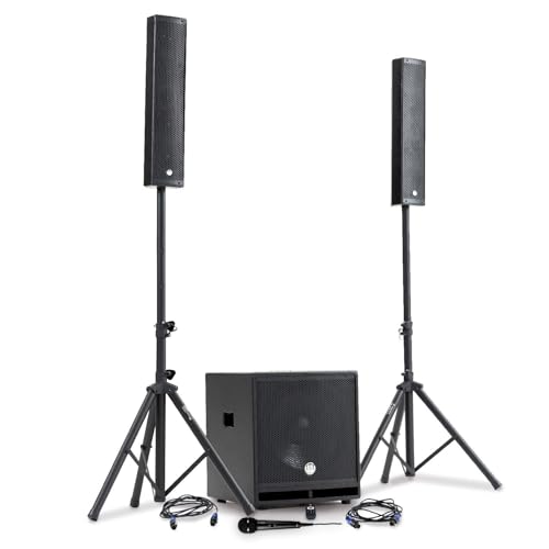 Pack Sonorisation DJ Complet BM Bmsonic BMS-15-SLIM-BT, 1200W Enceintes Satellites, SUB 38cm USB/Bluetooth, Supports Câbles, Micro