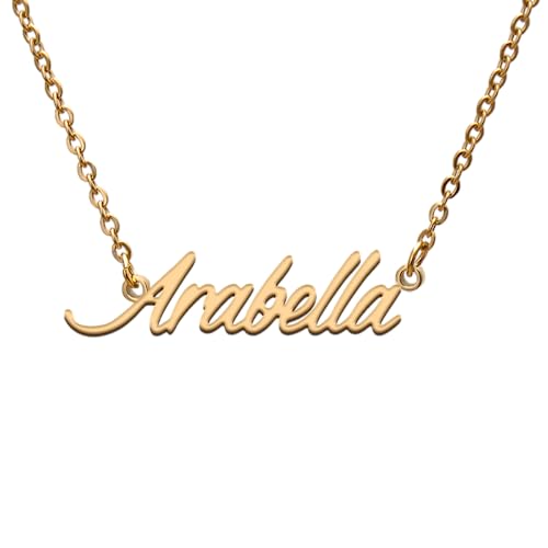 GR859C Arabella Name Tag Necklaces for Her His Friends Familys Relationship Memory Jewelry Gift