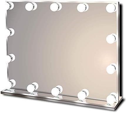 Star VisionWall Mounted Hollywood Makeup Mirror for Dressing Table, Large Illuminated Mirror with 14 Adjustable LED Bulbs, Three Colour Temperatures, Table Top or Wall Mounted