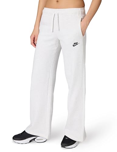 Nike Women's Sportswear Club Fleece Mid-Rise Wide-Leg Sweatpants, Birch Heather/Black, Large