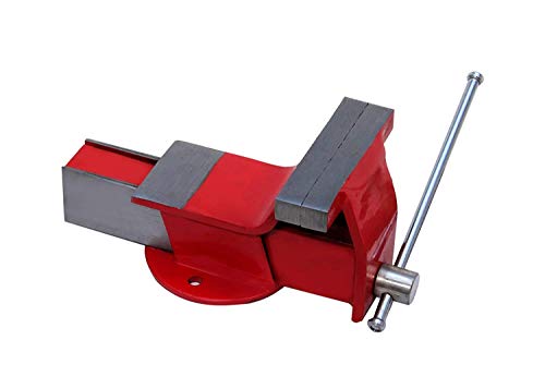 MK VICES Bench Vice, bench vise, drill vice, Germany base(4inches) professional heavy steel Iron Bench Vice Fixed Base, Red (Size 4 Inch 75MM)