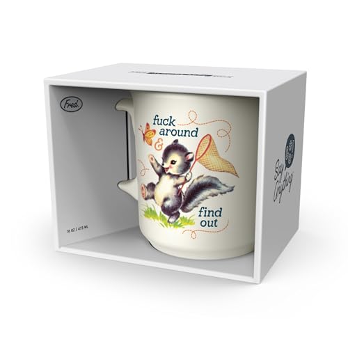 Image of Genuine Fred FIND OUT, Say Anything Mug, 16-Ounce Ceramic Mug, Microwave and Dishwasher Safe, Double-Sided Artwork