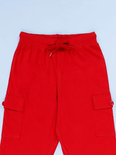 Image of KiddoPanti Boys Cotton Joggers | 100% Cotton Single Jersey | 2 Side Cargo Pockets with Flap | Elasticated Waist Band with Functional Drawcord | Soft & Breathable Track Pants