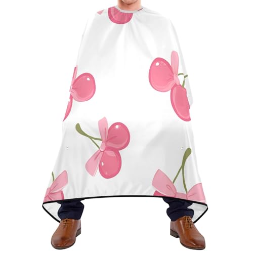 Capa profesional impermeable para cortar cabello Cute Cherries con lazos, con cierre ajustable de broche para peluquería y estilismo miniatura 1