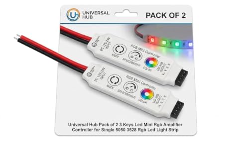 Image of Pack of 2 3 Keys Led Mini RGB Amplifier Controller for Single 5050 3528 RGB Led Light Strip