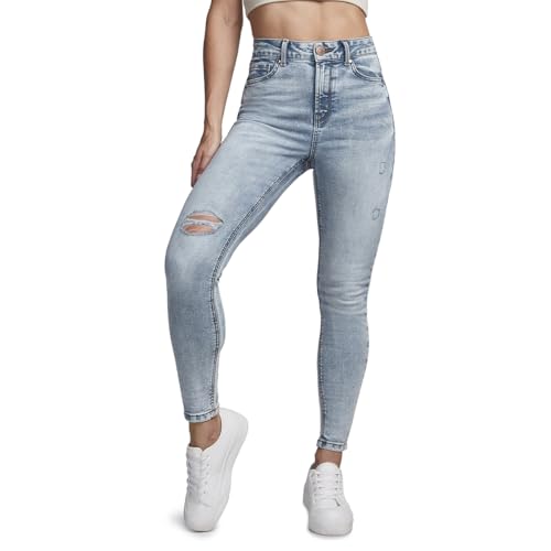 Consejos para Comprar Color Azul Mezclilla al mejor precio. 45 Seven Jeans Pantalón de Mezclilla Super Skinny, Cintura Alta, Color Azul Claro, Tecnología Push Up, Modelo 4215STCL (MX/US, Numérica, 9, Regular, Regular, Azul Claro)