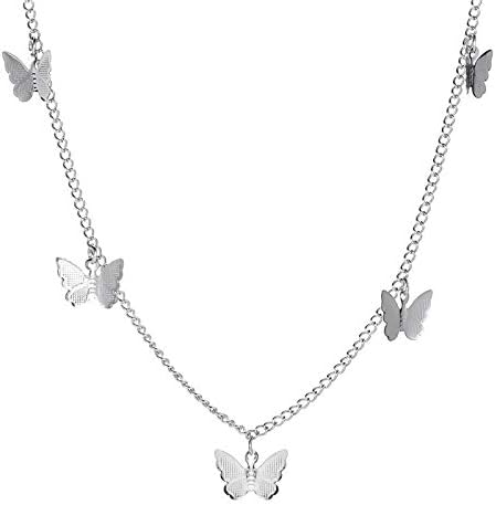Amazon Modyle ボヘミアンキュートバタフライチョーカーネックレス レディース ゴールドシルバーカラー 鎖骨チェーン ファッション レディース チョーカー ジュエリー ネックレス 通販