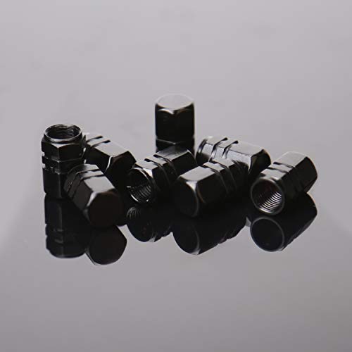 Aiex 8 Packs Aluminum Tire Valve Stem Caps With Gasket Universal Hexagon Valve Covers Replacement For Cars, Suv, Bike, Bicycle, Motorcycles, Airproof, Screw-On, Easy-Grip(Black) #TOP4