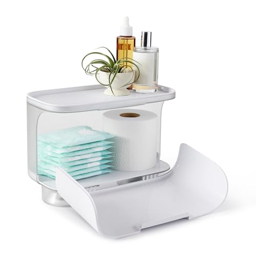 YouCopia Hideaway Toilet Cabinet, Over The Toilet Bathroom Organizer for Paper Rolls, Wipes and Accessories