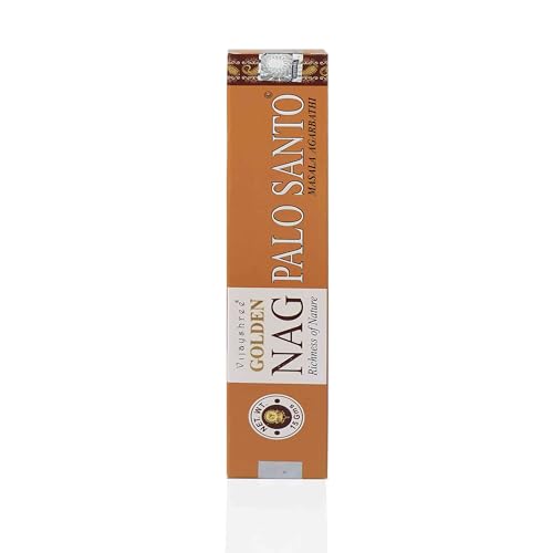 NKlaus Varillas de incienso Golden Nag Palo Santo, 15 g, incienso enrollado a mano con cálido aroma de madera sagrada, calidad Masala para rituales y meditación