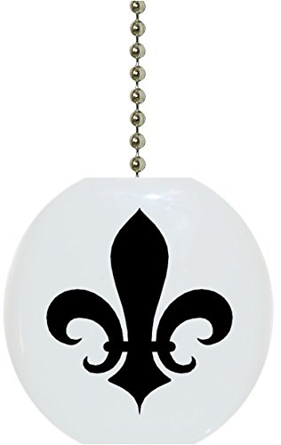 Image of 1181F Black Fleur de Lis Ceramic Fan Pull