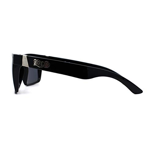 Image of Locs Colored Reflective Black Rectangular Gangster Hardcore Sunglasses